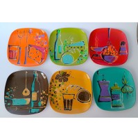 ♥ LOTTO 6 PIATTI IN MELAMINA DESIGN SPACE AGE WIEDERKEHR ORNAMIN VINTAGE CUCINA