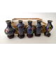 ♥ LOTTO CLOISONNE 5 MINI VASI BLU MINIATURE VINTAGE CINESI DECORO FLOREALE