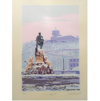 ♥ MARCELLO CAVALLO INVERNO IN LUNGO PO SERIGRAFIA A 13 COLORI TORINO 70*50cm