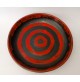 ♥ PIATTO IN CERAMICA ROSSO NERO BITOSSI MID CENTURY MODERN DESIGN SOTTSASS ERA