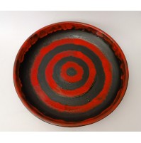 ♥ PIATTO IN CERAMICA ROSSO NERO BITOSSI MID CENTURY MODERN DESIGN SOTTSASS ERA