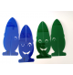 ♥ PINOCCHIO COPPIA FERMALIBRI SCULTURA IN PLEXIGLAS EFFETTO 3D VERDE BLU COLLODI