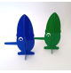 ♥ PINOCCHIO COPPIA FERMALIBRI SCULTURA IN PLEXIGLAS EFFETTO 3D VERDE BLU COLLODI