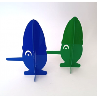 ♥ PINOCCHIO COPPIA FERMALIBRI SCULTURA IN PLEXIGLAS EFFETTO 3D VERDE BLU COLLODI