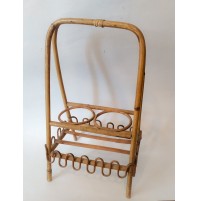 ♥ PORTABOTTIGLIE DA TERRA IN VIMINI BAMBU' VINTAGE MID CENTURY DESIGN RATTAN