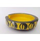 ♥ POSACENERE IN CERAMICA GIALLO NERO BITOSSI ALDO LONDI VINTAGE DESIGN SPACE AGE