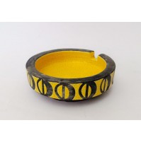 ♥ POSACENERE IN CERAMICA GIALLO NERO BITOSSI ALDO LONDI VINTAGE DESIGN SPACE AGE