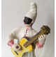 ♥ PULCINELLA MASCHERA STATUINA IN CERAMICA VINTAGE NAPOLI CHITARRA 40cm figura