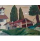 ♥ QUADRO OLIO SU TAVOLA VINTAGE ANTICO ANNI 30 CORNICE COEVA PAPERE PAESAGGIO