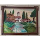 ♥ QUADRO OLIO SU TAVOLA VINTAGE ANTICO ANNI 30 CORNICE COEVA PAPERE PAESAGGIO