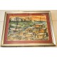 ♥ QUADRO OLIO SU TELA VINTAGE ANNI 70 VEDUTA MARINA PORTO MARE ASTRATTO CORNICE