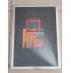 ♥ QUADRO OPTICAL OPERA UNICA TECNICA MISTA MULTICOLOR NERO SPACE AGE DESIGN VER