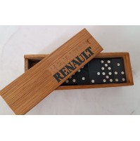 ♥ RENAULT SCATOLA IN LEGNO CON TESSERE PER GIOCO DOMINO VINTAGE PUBBLICITARIO