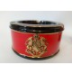 ♥ RONSON POSACENERE + ACCENDINO VINTAGE IN CERAMICA ROSSO NERO ORO PORTACENERE