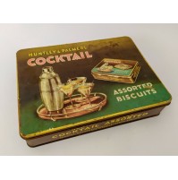 ♥ SCATOLA DI LATTA HUNTLEY & PALMERS COCKTAIL BISCOTTI BISCUITS VINTAGE LONDON