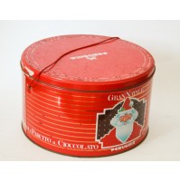 ♥ SCATOLA IN LATTA PANETTONE GRAN NATALE PERUGINA ROSSA VINTAGE ANNI 80