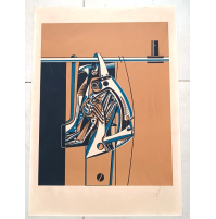 ♥ SERGIO SCANU CONGEGNO 18  SERIGRAFIA 1974 QUADRO 70x50 no firma