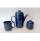 ♥ SERVIZIO DA CAFFE' IN CERAMICA BLU VINTAGE DESIGN FRANCO POZZI SPACE AGE 6x