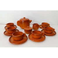 ♥ SERVIZIO DA THE IN CERAMICA LAVENO PARESCHI MARRONE VINTAGE DESIGN X 6 PERSONE