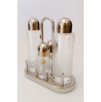 ♥ SET DA CONDIMENTO ALESSI 5070 DESIGN ETTORE SOTTSASS OLIO ACETO SALE PEPE INOX