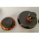 ♥ SET KHOKHLOMA MADE IN URSS COPPA 6 COPPETTE 6 BICCHIERI IN LEGNO NERO ARANCIO