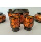 ♥ SET KHOKHLOMA MADE IN URSS COPPA 6 COPPETTE 6 BICCHIERI IN LEGNO NERO ARANCIO