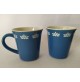 ♥ SET LOTTO 4 TAZZE LATTE PARMALAT CON 4 CIOTOLE CERAMICA CIELO BLU VINTAGE 90