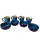 ♥ SET LOTTO 4 TAZZE LATTE PARMALAT CON 4 CIOTOLE CERAMICA CIELO BLU VINTAGE 90