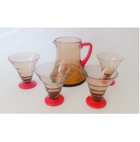 ♥ SET SERVIZIO IN VETRO DESIGN NAPOLEONE MARTINUZZI MURANO 4 BICCHIERI BROCCA