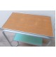 ♥ TAVOLO SCRIVANIA COMPATTO IN FORMICA MARRONE VERDE CROMATO SPACE AGE DESIGN 70