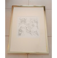 ♥ TONO ZANCANARO LITOGRAFIA FIGURE DI DONNE QUADRO CON CORNICE DORATA VINTAGE