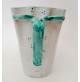 ♥ VASO BIANSATO IN CERAMICA DERUTA DECORI FARFALLE API BIANCO VERDE VINTAGE 70