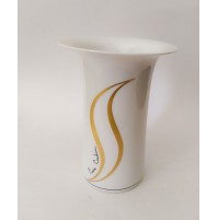 ♥ VASO IN CERAMICA BIANCA PIERRE CARDIN DESIGN DECORO ORO PARIS VINTAGE