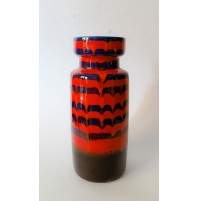 ♥ VASO IN CERAMICA SPACE AGE DESIGN WEST GERMANY SCHEURICH ROSSO BLU VINTAGE 30