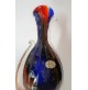 ♥ VASO IN VETRO DI MURANO BULLICANTE FOGLIA ORO BLU ROSSO BOLLE FUGA DESIGN