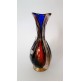 ♥ VASO IN VETRO DI MURANO BULLICANTE FOGLIA ORO BLU ROSSO BOLLE FUGA DESIGN