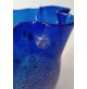 ♥ VASO IN VETRO DI MURANO FAZZOLETTO DESIGN CARLO NASON CON MURRINE BLU VINTAGE