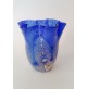 ♥ VASO IN VETRO DI MURANO FAZZOLETTO DESIGN CARLO NASON CON MURRINE BLU VINTAGE