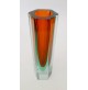 ♥ VASO IN VETRO SOMMERSO DI MURANO ROSSO VERDE VINTAGE ESAGONALE POLI DESIGN