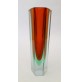 ♥ VASO IN VETRO SOMMERSO DI MURANO ROSSO VERDE VINTAGE ESAGONALE POLI DESIGN