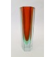 ♥ VASO IN VETRO SOMMERSO DI MURANO ROSSO VERDE VINTAGE ESAGONALE POLI DESIGN