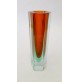 ♥ VASO IN VETRO SOMMERSO DI MURANO ROSSO VERDE VINTAGE ESAGONALE POLI DESIGN