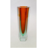 ♥ VASO IN VETRO SOMMERSO DI MURANO ROSSO VERDE VINTAGE ESAGONALE POLI DESIGN