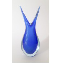 ♥ VASO VASETTO IN VETRO DI MURANO SOMMERSO BLU VINTAGE DESIGN FLAVIO POLI seguso