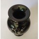 ♥ VASO VINTAGE CERAMICA LUCIDA A LUSTRO NERO CON FIORI ANNI 70 ITALY DESIGN