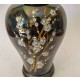 ♥ VASO VINTAGE CERAMICA LUCIDA A LUSTRO NERO CON FIORI ANNI 70 ITALY DESIGN