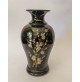 ♥ VASO VINTAGE CERAMICA LUCIDA A LUSTRO NERO CON FIORI ANNI 70 ITALY DESIGN