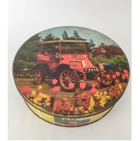 ♥ VECCHIA SCATOLA IN LATTA FANCY BISCUIT CON RAFFIGURATE AUTO D'EPOCA VINTAGE