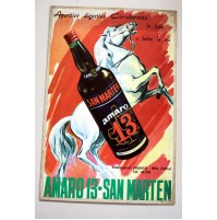 RARA TABELLA INSEGNA AMARO 13 SAN MARTEN VINTAGE ANNI 40 STABILIMENTI FRANCO BRA